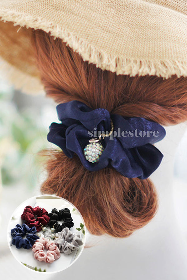 A206 - Dây buộc Amelie elegant silk hair rope with Korea ball rhinestone