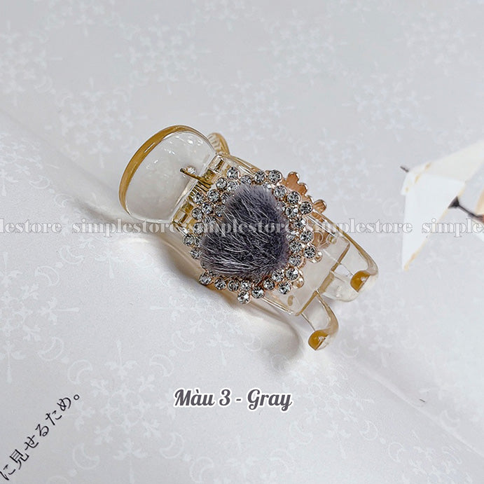 A205 - Càng cua Windy haircaught with sweet heart and rhinestone