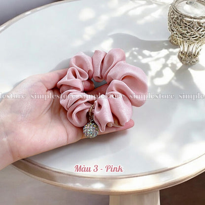 A206 - Dây buộc Amelie elegant silk hair rope with Korea ball rhinestone