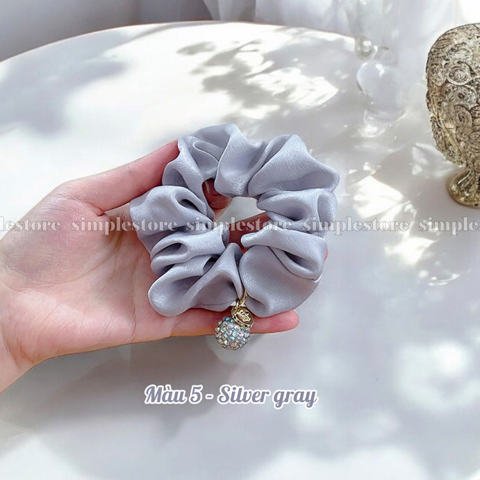 A206 - Dây buộc Amelie elegant silk hair rope with Korea ball rhinestone