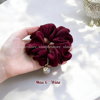 A206 - Dây buộc Amelie elegant silk hair rope with Korea ball rhinestone