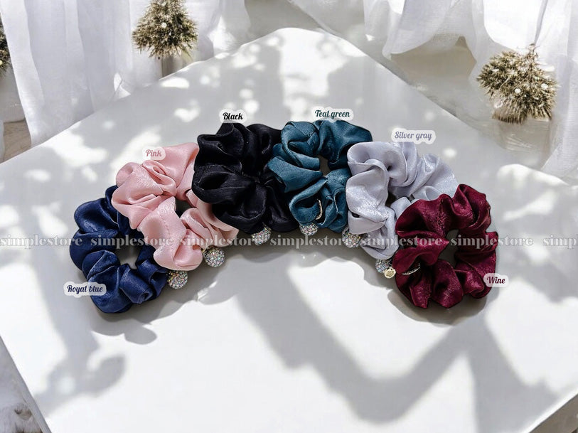 A206 - Dây buộc Amelie elegant silk hair rope with Korea ball rhinestone