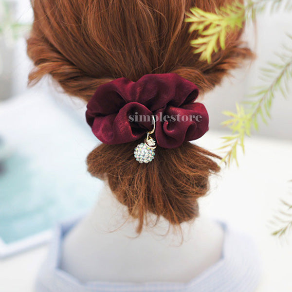 A206 - Dây buộc Amelie elegant silk hair rope with Korea ball rhinestone