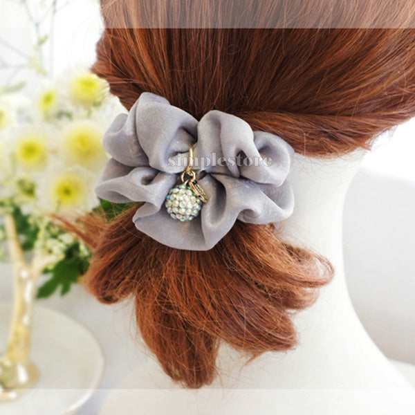 A206 - Dây buộc Amelie elegant silk hair rope with Korea ball rhinestone