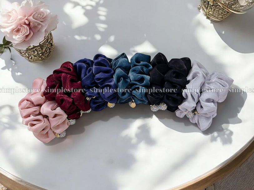 A206 - Dây buộc Amelie elegant silk hair rope with Korea ball rhinestone