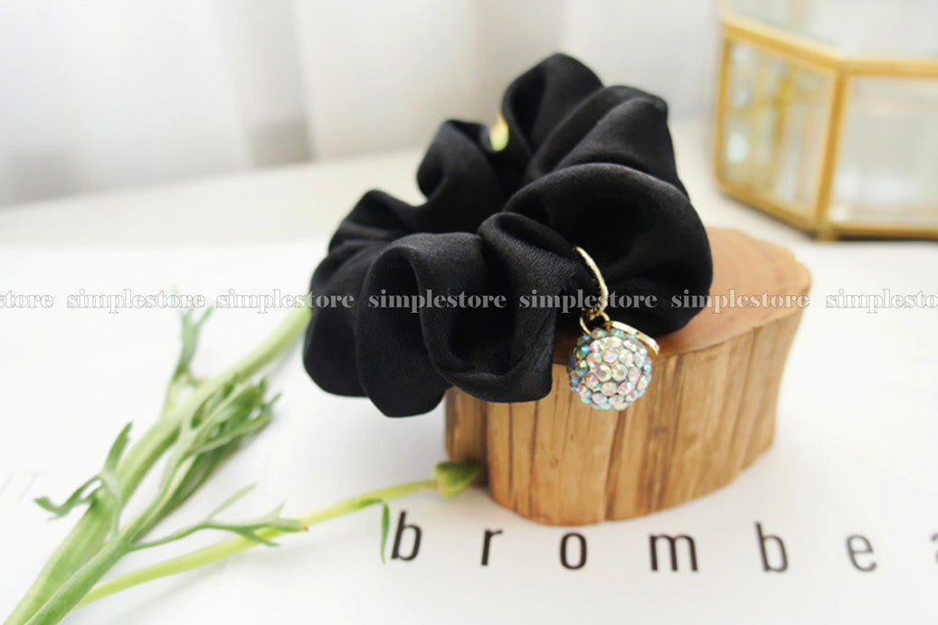 A206 - Dây buộc Amelie elegant silk hair rope with Korea ball rhinestone