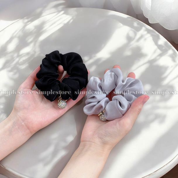 A206 - Dây buộc Amelie elegant silk hair rope with Korea ball rhinestone