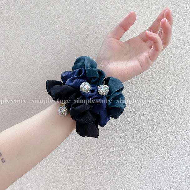 A206 - Dây buộc Amelie elegant silk hair rope with Korea ball rhinestone